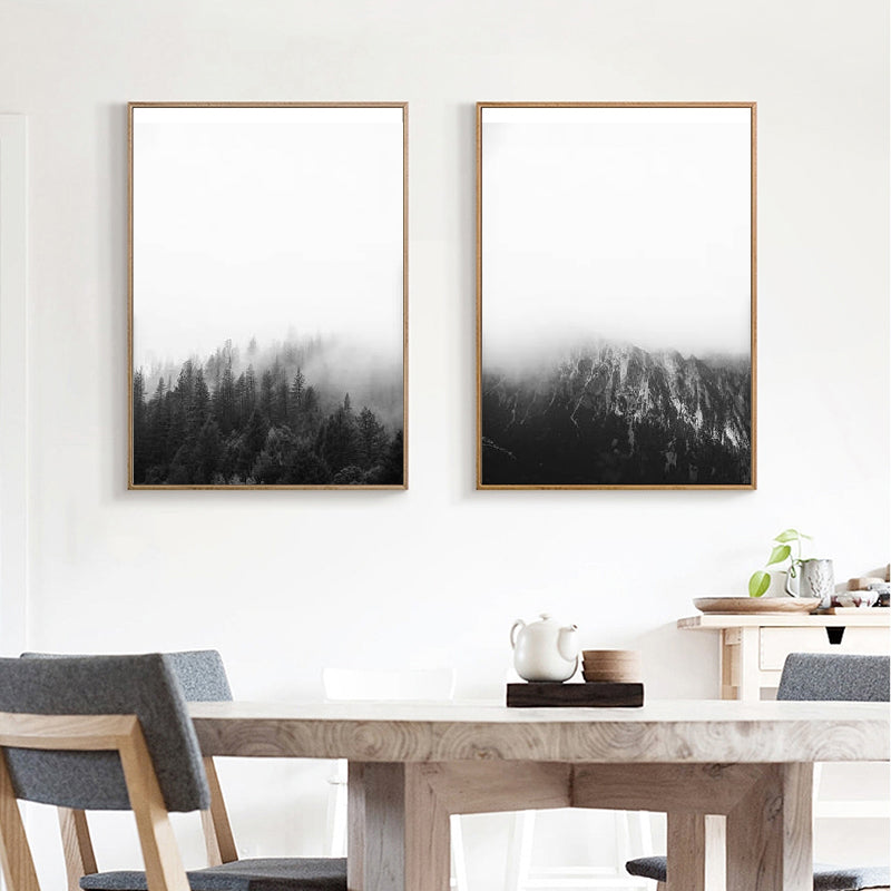 Modern Mountain Landscape Seascape Wall Art Minimalist Black White Nordic Pictures Fine Art Canvas Prints For Living Room Scandinavian Home Decor