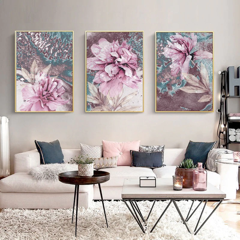 Modern Pink Abstract Floral Wall Art Pictures Fine Art ...