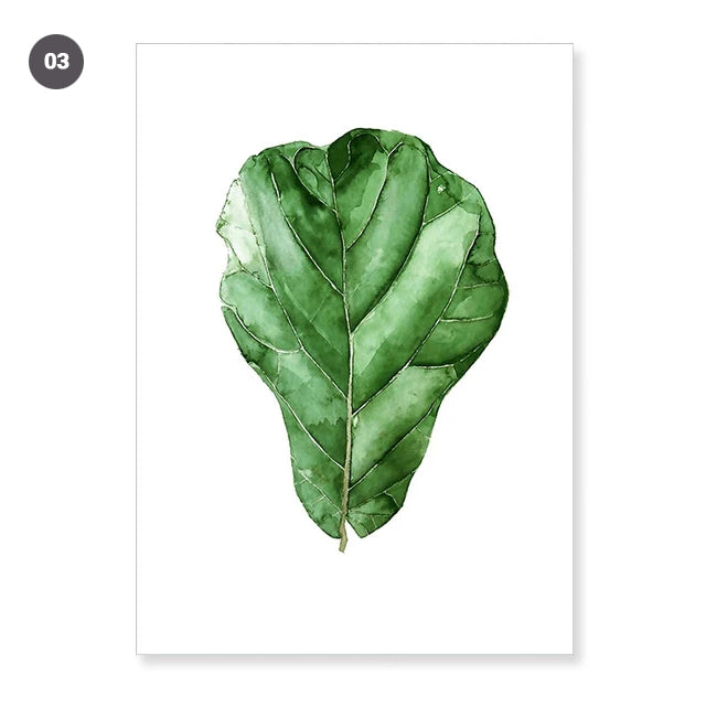 Modern Scandinavian Green Leaves Wall Art Tropical Botany Watercolor Fine Art Canvas Prints Minimalist Abstract Floral Nordic Pictures For Modern Home Decor