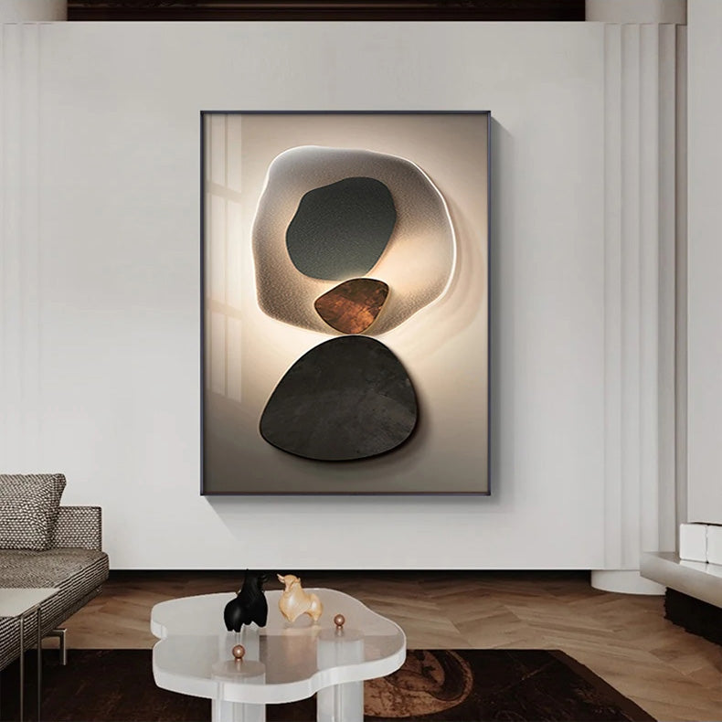 Neutral Color Abstract Black Pebble Wall Art Fine Art Canvas Prints Modern Aesthetics Pictures For Living Room Dining Room Home Office Decor