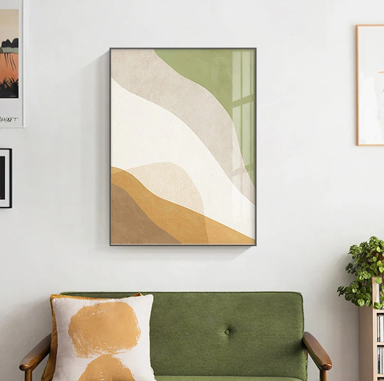 Neutral Colors Abstract Fashion Wall Art Green Orange Beige Figure Art Line Art Canvas Prints For Bedroom Living Room Boutique Salon Decor