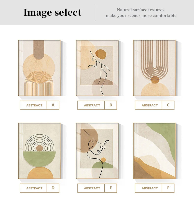 Neutral Colors Abstract Fashion Wall Art Green Orange Beige Figure Art Line Art Canvas Prints For Bedroom Living Room Boutique Salon Decor