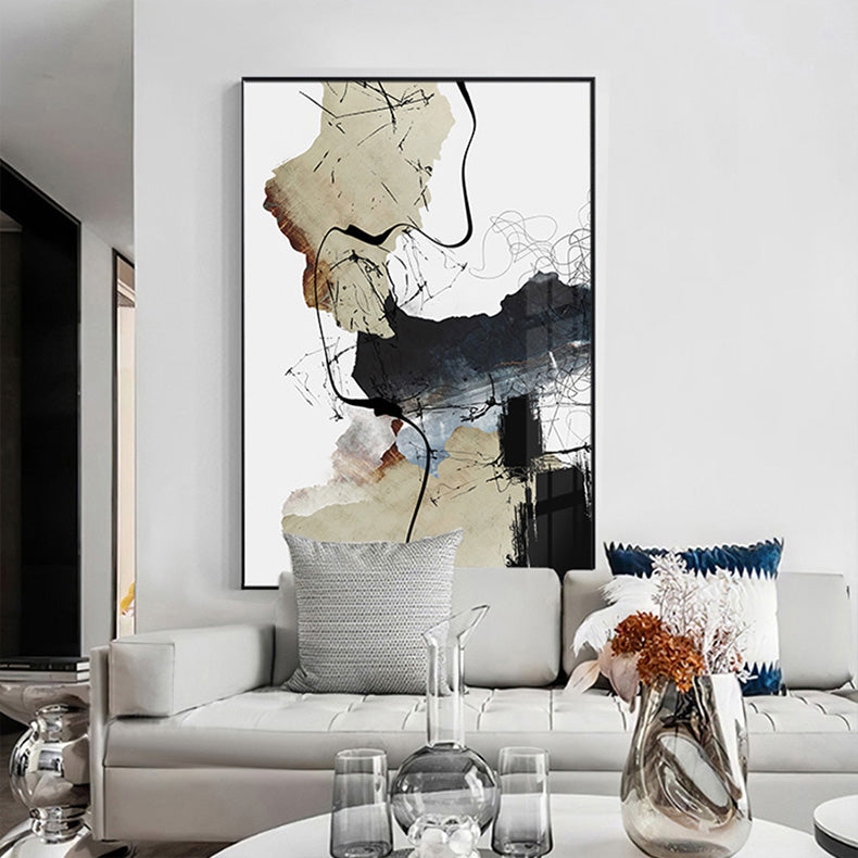 Neutral Colors Abstract Ink Painting Wall Art Fine Art Canvas Prints Pictures For Modern Living Room Dining Room Home Office Interior Decor