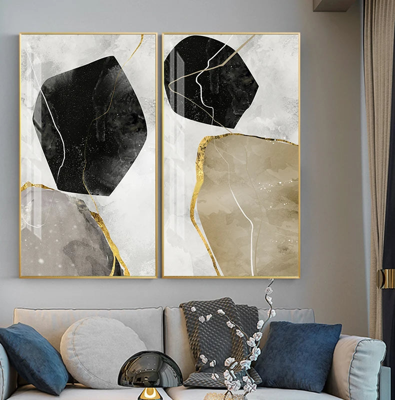 Neutral Colors Abstract Pebble Geomorphic Wall Art Fine Art Canvas Prints Pictures For Living Room Dining Room Hotel Office Scandinavian Style Home Art Decor