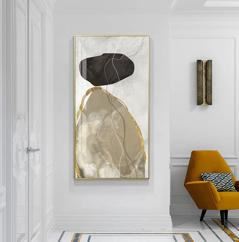 Neutral Colors Abstract Pebble Geomorphic Wall Art Fine Art Canvas Prints Pictures For Living Room Dining Room Hotel Office Scandinavian Style Home Art Decor