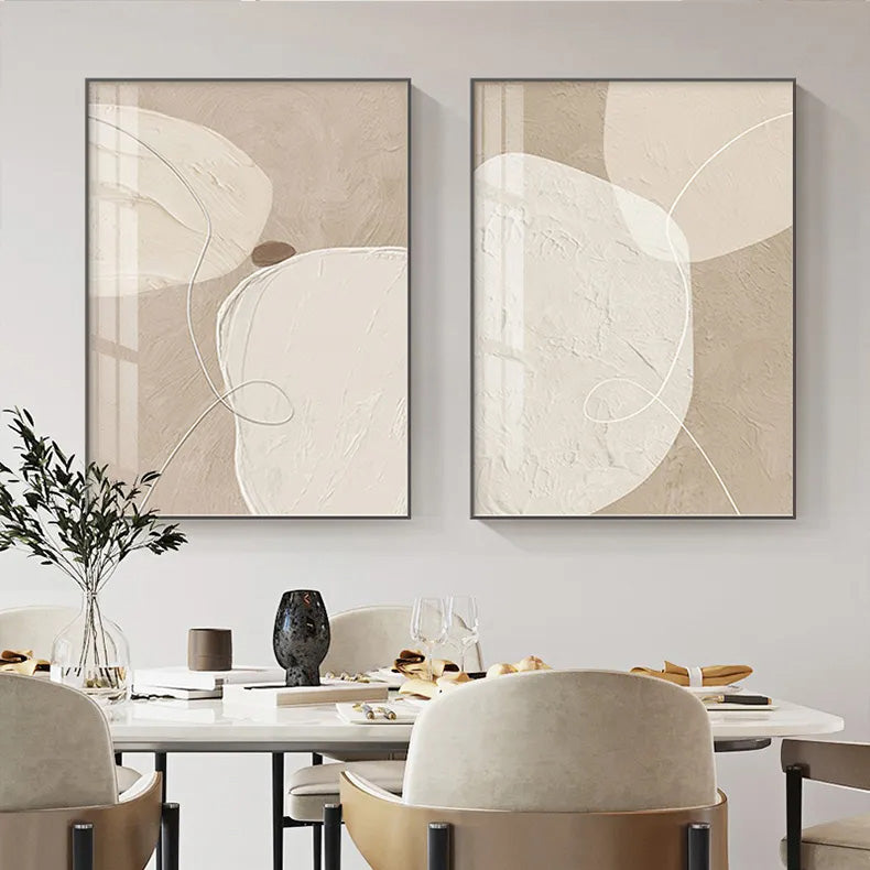 Neutral Colors Line & Curve Wall Art Fine Art Canvas Prints Modern Abstract Pictures For Minimalist Living Room Contemporary Interiors