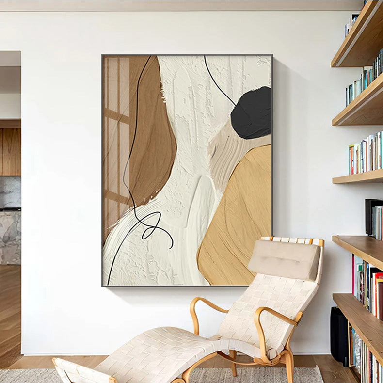 Neutral Colors Nordic Geomorphic Abstract Wall Art Fine Art Canvas Prints Brown Beige Pictures For Modern Loft Apartment Living Room Art Decor