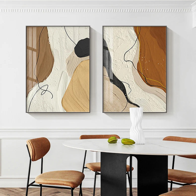 Neutral Colors Nordic Geomorphic Abstract Wall Art Fine Art Canvas Prints Brown Beige Pictures For Modern Loft Apartment Living Room Art Decor