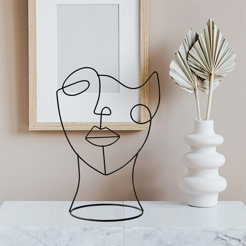 Nordic Line Art Abstract Faces Creative 3D Metal Handmade Ornamental Sculptures For Living Room Sideboard Table Dressing Room Nordic Home Decor