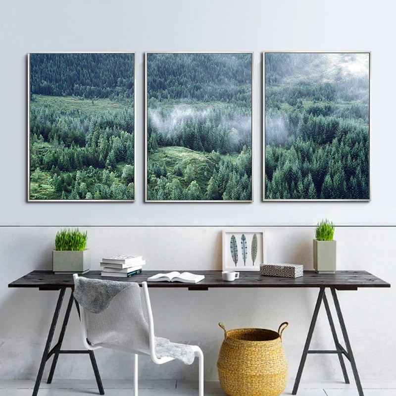 Nordic Woodland Mountain Glade Wilderness Wall Art Pictures Of Calm Fine Art Canvas Prints Modern Landscape Pictures For Home Office Wall Art Decor