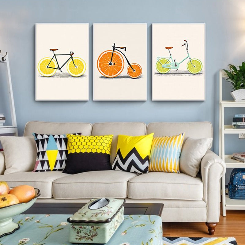 Oranges & Lemons Vintage Modern Abstract Colorful Bicycle Wall Art ...