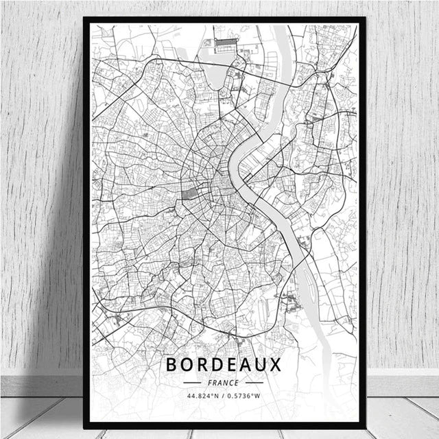Personalized City Map For Your Wall - High Resolution Highly Detailed Minimalist Nordic Style Wall Map Customized For Any City Or Town