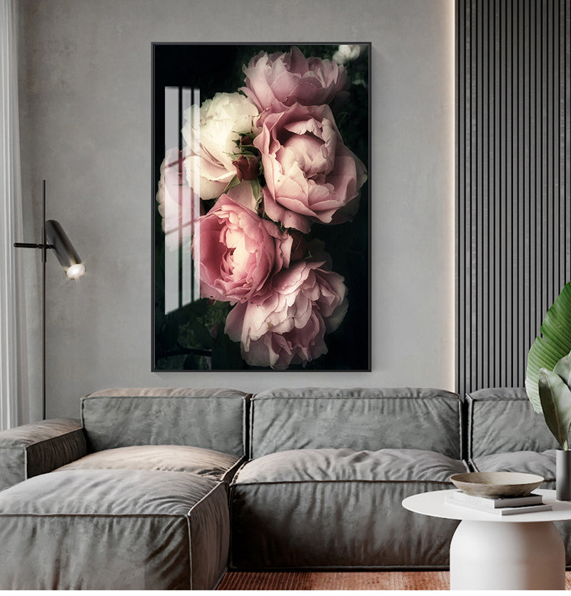 Pink Peonies Fashion Wall Art Fine Art Canvas Print Elegant Vintage Fl –