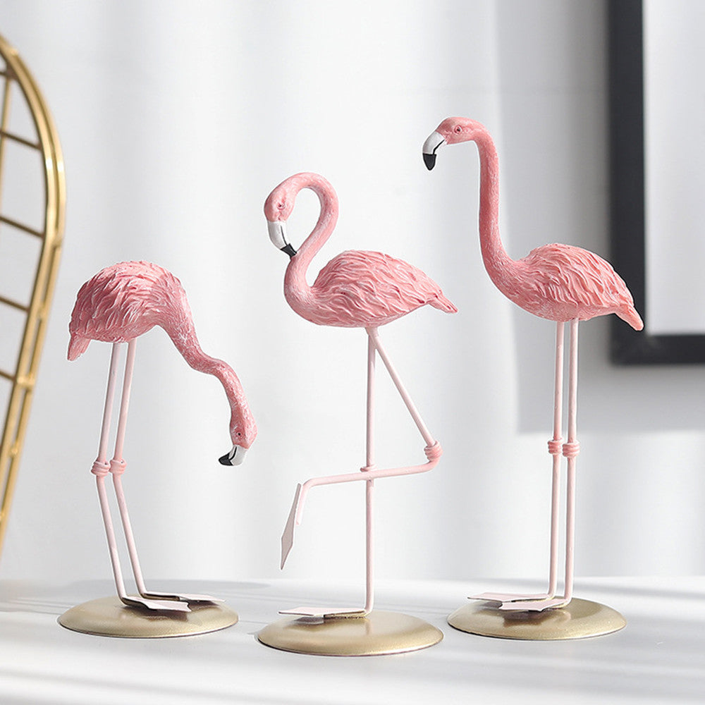 Pink Flamingo Decorative Ornaments Figurines For Living Room Coffee Ta ...