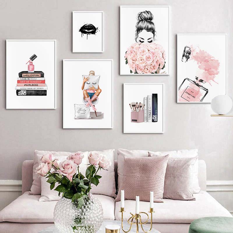 Fashion design Storefront Wall Art & Decor - Luxury Haute couture Designer  Photograph - Pink Living room decoration Bedroom Decor for Women 