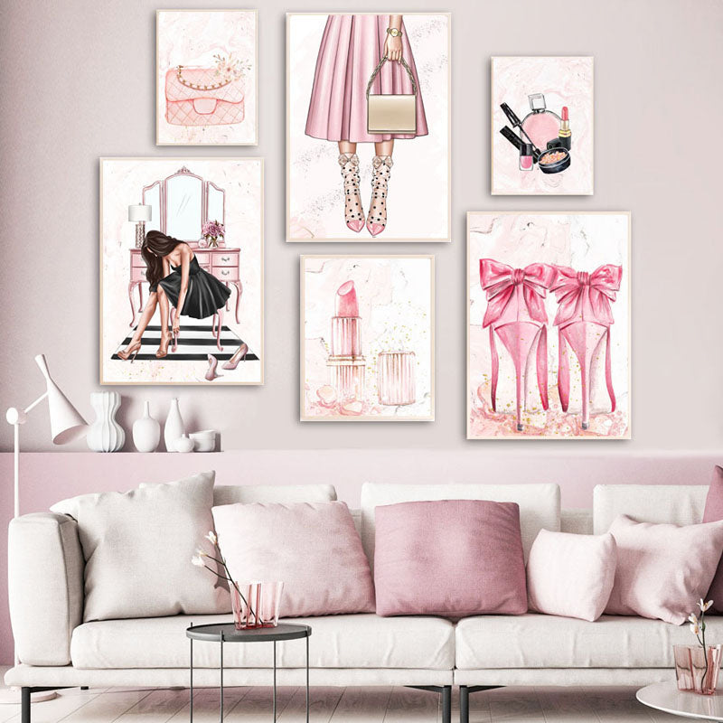  Fashion design Storefront Wall Art & Decor - Luxury Haute  couture Designer Photograph - Pink Living room decoration Bedroom Decor for  Women - Yellowbird Art & Design Home Decor Poster UNFRAMED