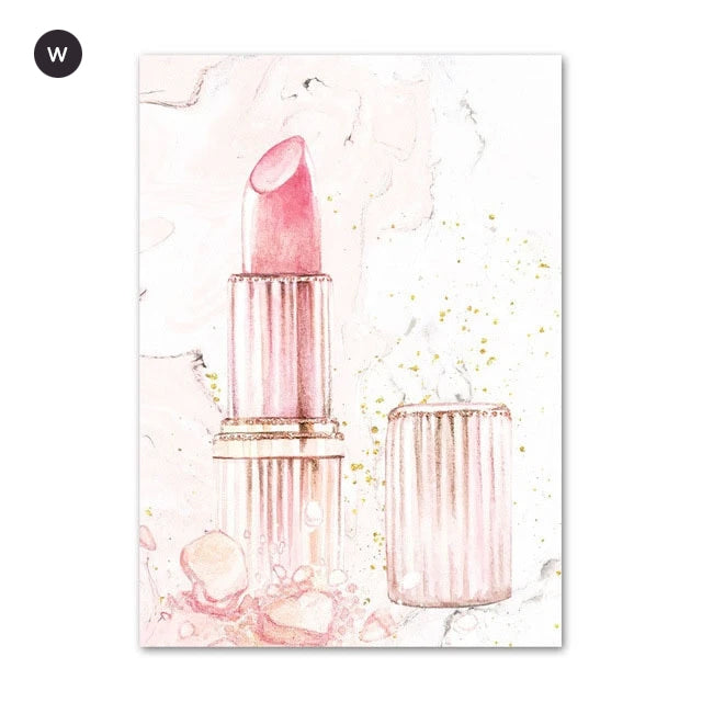  Perfumes High Heels Champagne Lipstick art print Lipstick  Sketch Red Lips Fashion Illustration Fashion Wall Art Wall Prints Home Decor  Poster At Home Modern Art of watercolor painting : Handmade Products