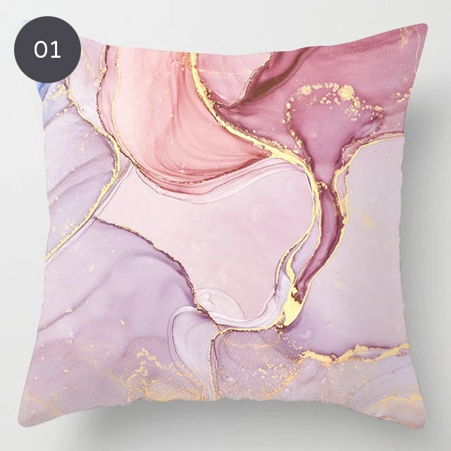 Pink Marble 45x45cm Cushion Cover For Sofa Throw Cushions Pillowcase Feather Print Geometric Design Pillow Cover Nordic Style Living Room Decor