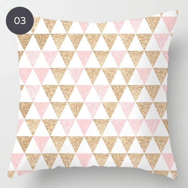 Pink Marble 45x45cm Cushion Cover For Sofa Throw Cushions Pillowcase Feather Print Geometric Design Pillow Cover Nordic Style Living Room Decor