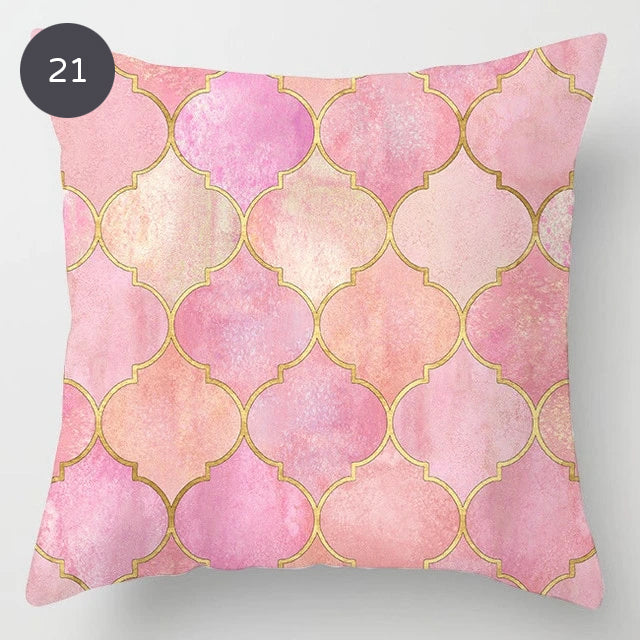 Pink Marble 45x45cm Cushion Cover For Sofa Throw Cushions Pillowcase Feather Print Geometric Design Pillow Cover Nordic Style Living Room Decor