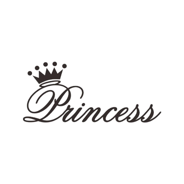 Princess Word Art Wall Mural With Crown Removable PVC DIY Wall Decal For Girls Room Little Princess Bedroom Decor Nordic Style Design