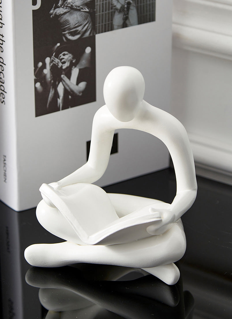 Reading Men Abstract Statues Miniature Figurines Resin Sculpture Decor –