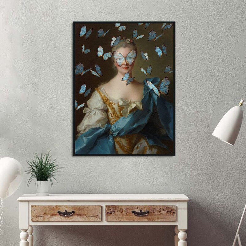 Retro Classical Abstract Portrait Wall Art Fine Art Canvas Prints Altered Vintage Gallery Pictures For Living Room Dining Room Contemporary Home Decor