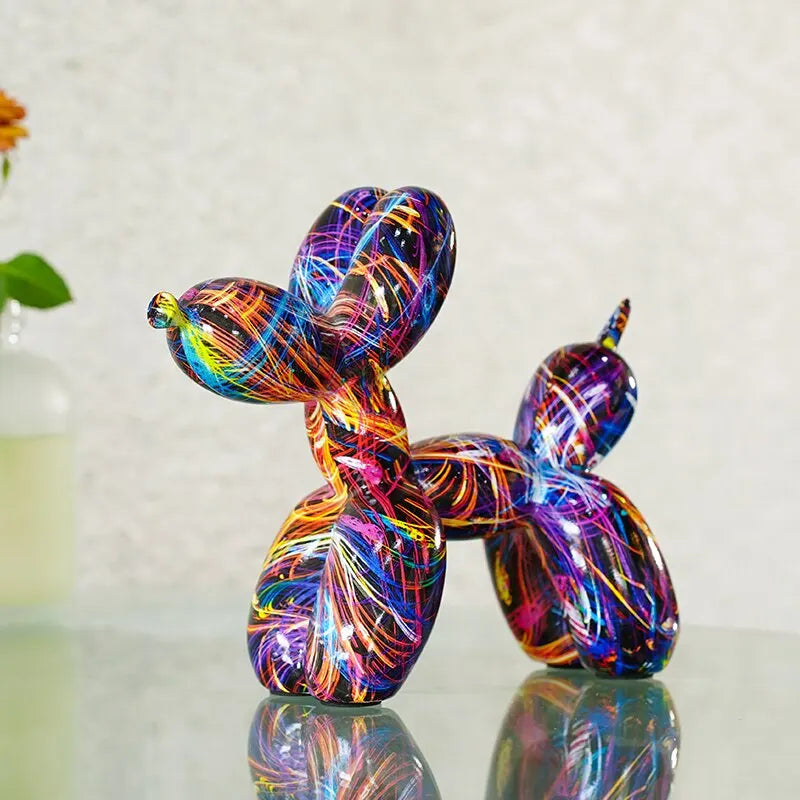 Colorful Balloon Dog Figurines Artistic Graffiti Statues for Living Room Coffee Table Cute Trendy Ornaments For Desktop Decoration