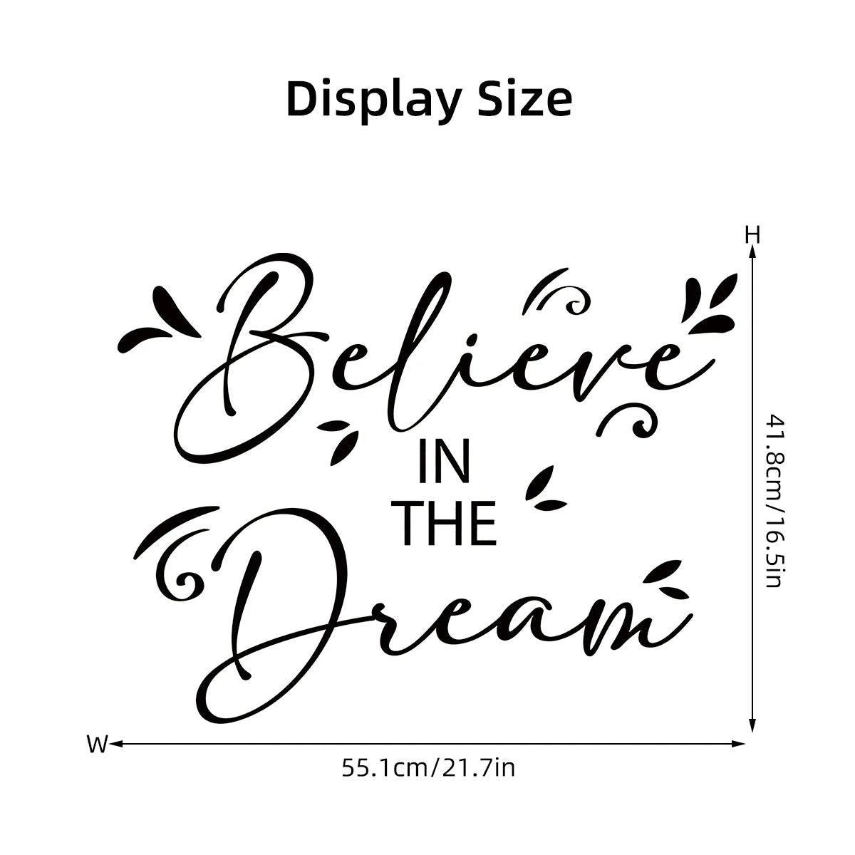 Believe Quotation Inspirational Quote Wall Sticker Removable Peel and Stick Wall Decal For Living Room Bedroom Creative DIY Home Art Decor