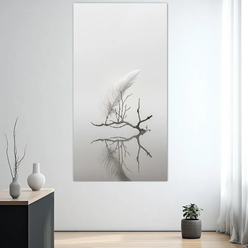 Minimalist Black White Feather Wall Art Fine Art Canvas Prints Zen Pictures Of Calm For Living Room Bedroom Home Office Art Decor