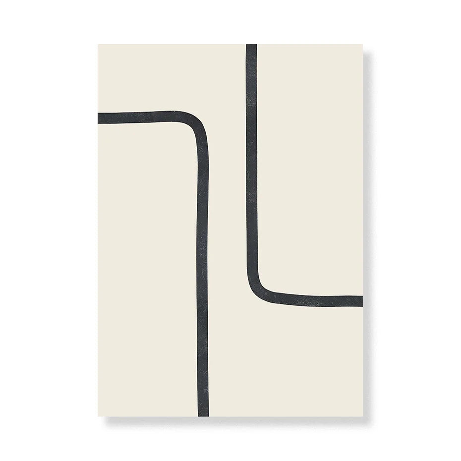 Minimalist Beige Black Shape Line Art Fine Art Canvas Prints Simple Pictures for Modern Apartment Living Room Bedroom Home Office Art Decor 2025