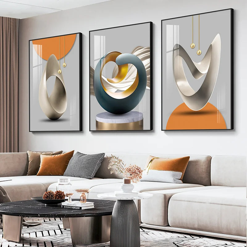 Modern Aesthetics Abstract Auspicious Wall Art Fine Art Canvas Prints Pictures For Luxury Living Room Dining Room Boutique Hotel Room Art Decor