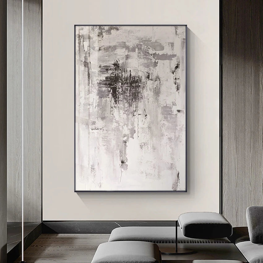 * Hand Painted * Modern Abstract Minimalist Oil Painting Large Format Picture For Contemporary Living Room Wall Decor