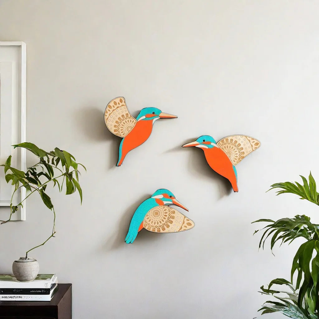Set of 3Pcs Nordic Vintage Wooden Blackbirds Wall Decoration For Living Room Dining Room Bedroom Scandinavian Style Home Decor