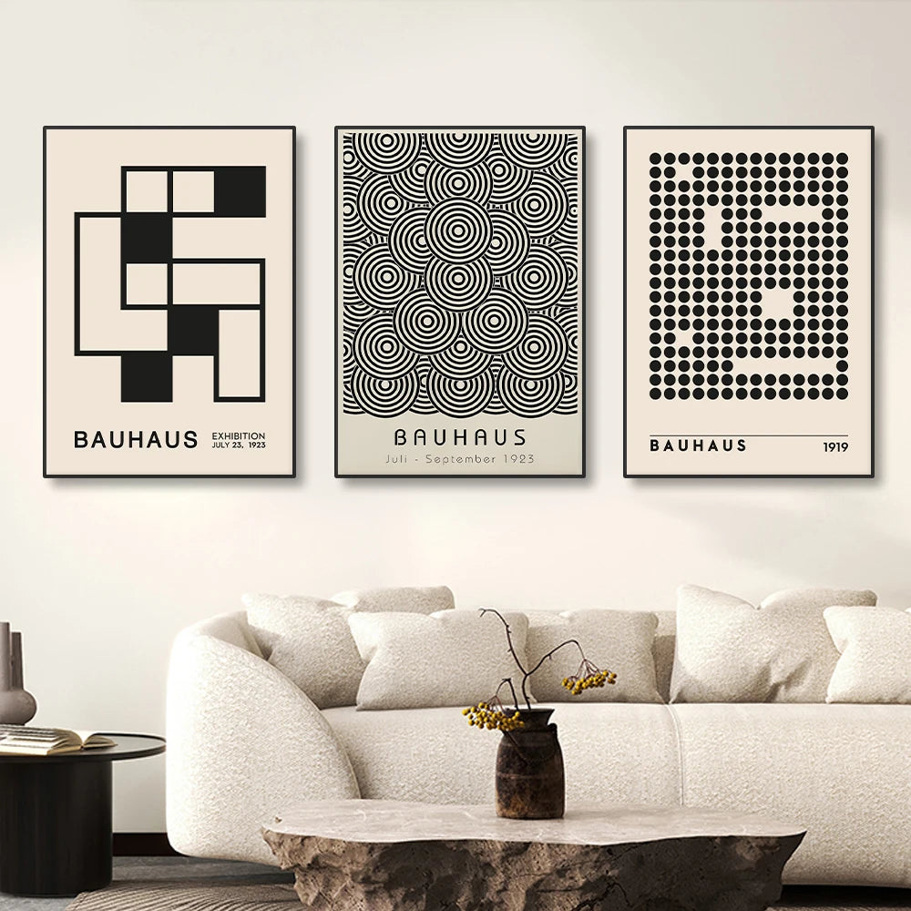 Vintage Retro Geometric Abstract Bauhaus Expo Art Gallery Poster Wall Art Fine Art Canvas Prints Pictures For Living Room Dining Room Home Office Decor