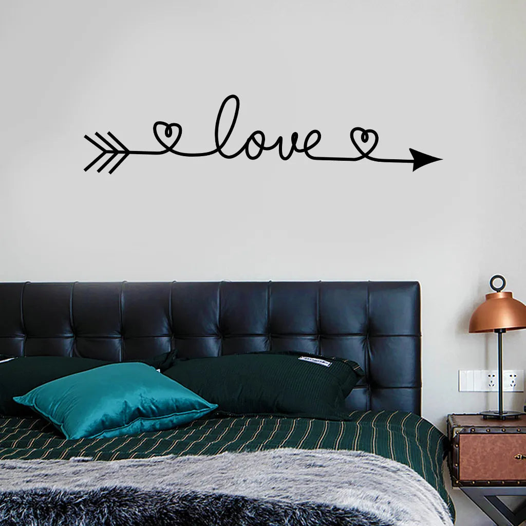 Double Heart Love Arrow Wall Sticker For Bedroom Removable Peel and Stick PVC Vinyl Wall Decal Creative DIY Home Decor