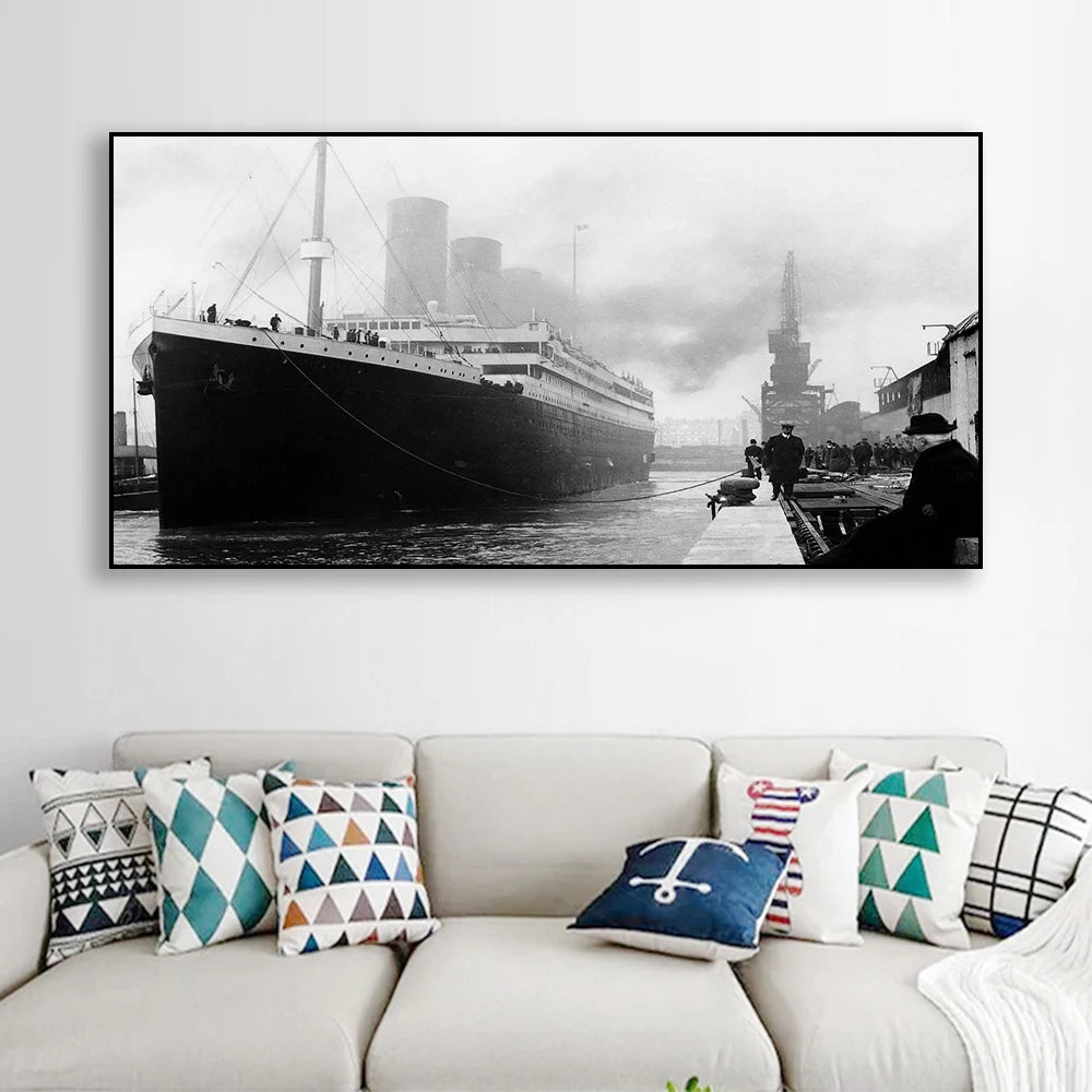 Black White Titanic Poster Wall Art Fine Art Canvas Prints Vintage Classic Pictures For Living Room Dining Home Office Decor