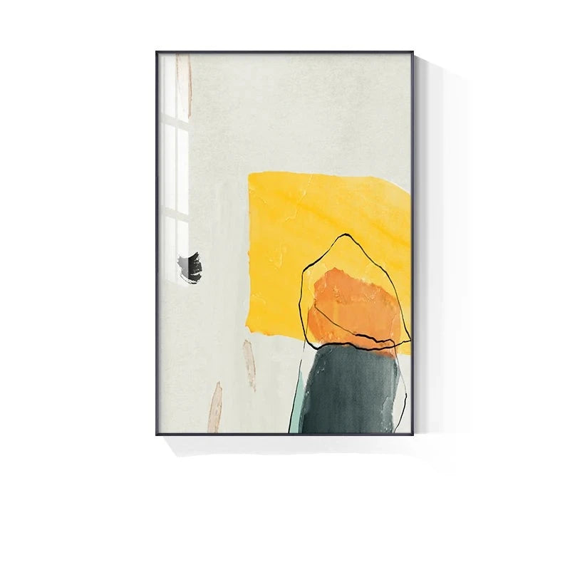 Colorful Minimalist Abstract Wall Art Fine Art Canvas Prints Orange Yellow Black Beige Pictures For Living Room Dining Room Nordic Home Decor