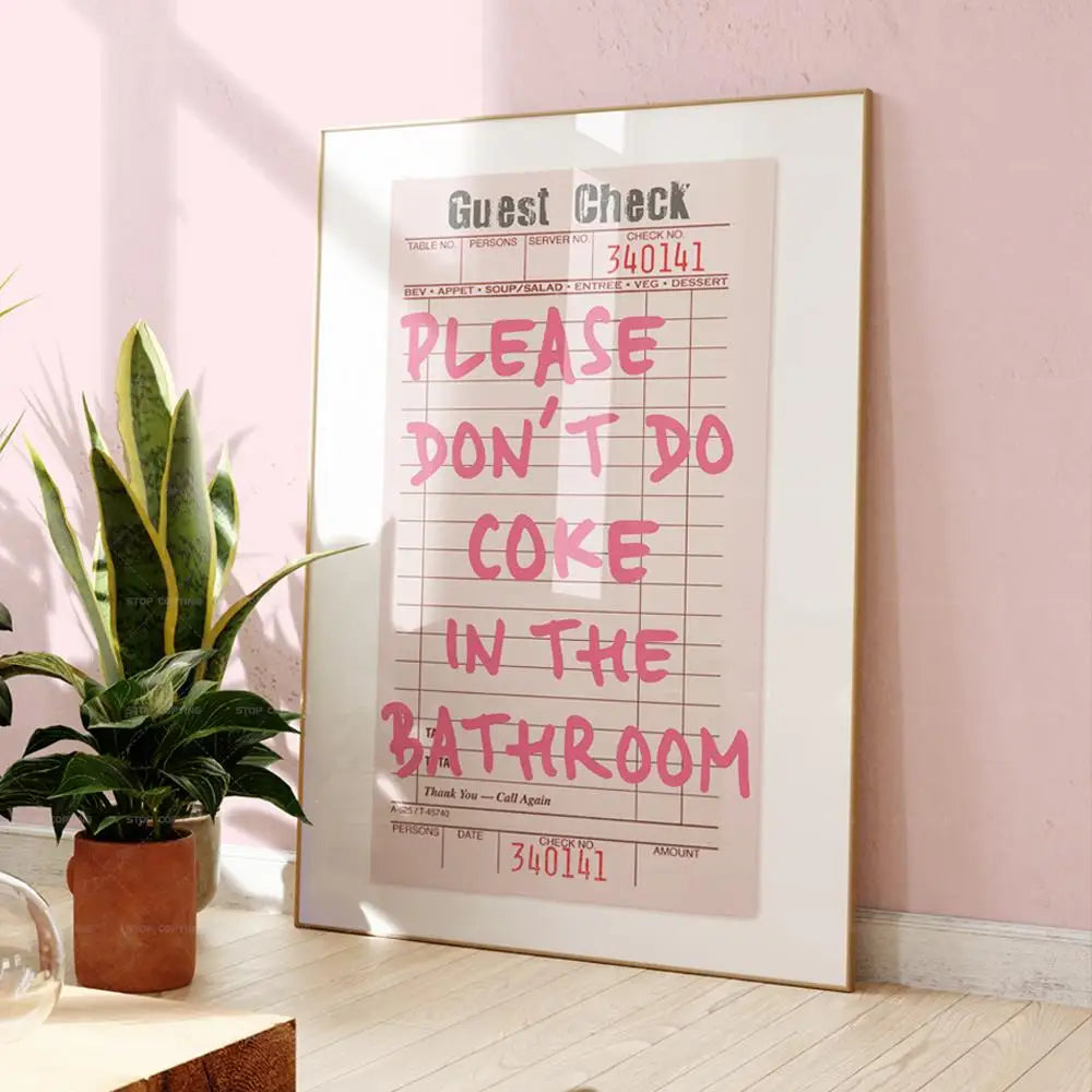 Cheeky Cute Pink Retro Bathroom Wall Art Fine Art Canvas Prints Letters and Quotes Pictures For Bathroom Living Room Guest Room Home Decor