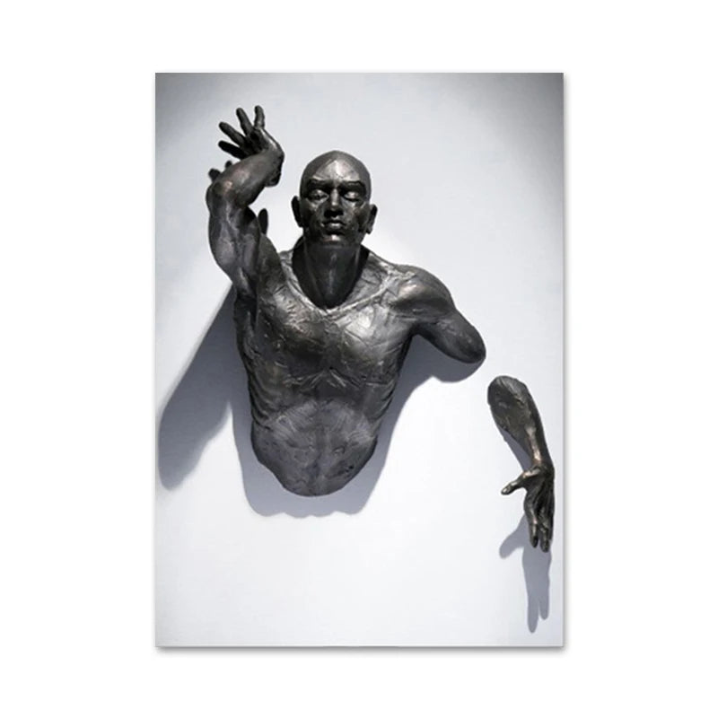 Modern Urban Abstract Iron Statue Wall Art Fine Art Canvas Prints 3d Visualization Figure Art Pictures For Minimalist Apartment Wall Decor