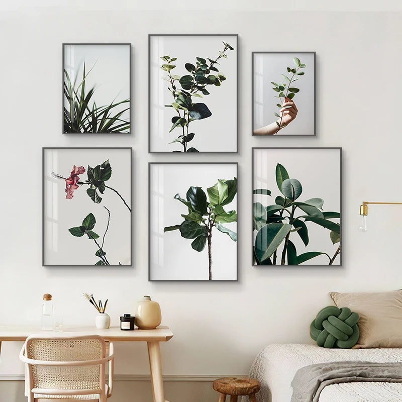 Minimalist Green Leaves Tropical Plants Wall Art Fine Art Canvas Prints Modern Botanical Pictures For Living Room Dining Room Home Office Decor