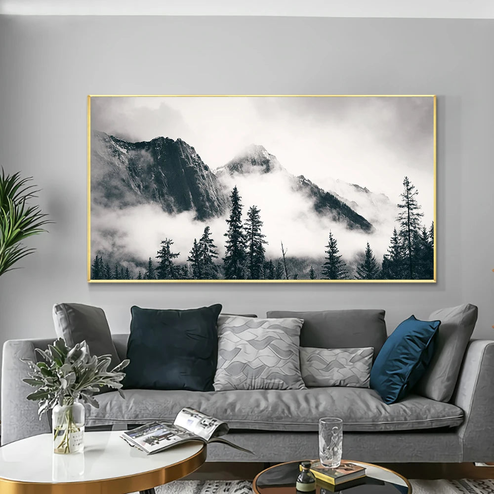 Northern Landscapes Forest Mountain Wilderness Wall Art Fine Art Canvas Prints Black White Posters For Living Room Modern Home Office Decor