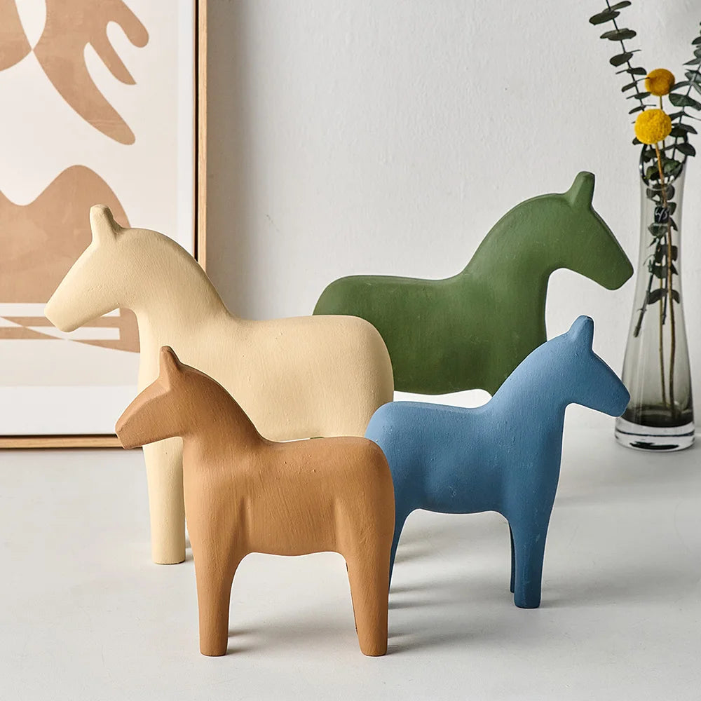 Nordic Wooden Horse Ornaments For Living Room Coffee Table Dining Room Decoration Wood Horse Statuettes For Dining Room Table Simple Scandinavian Home Decor