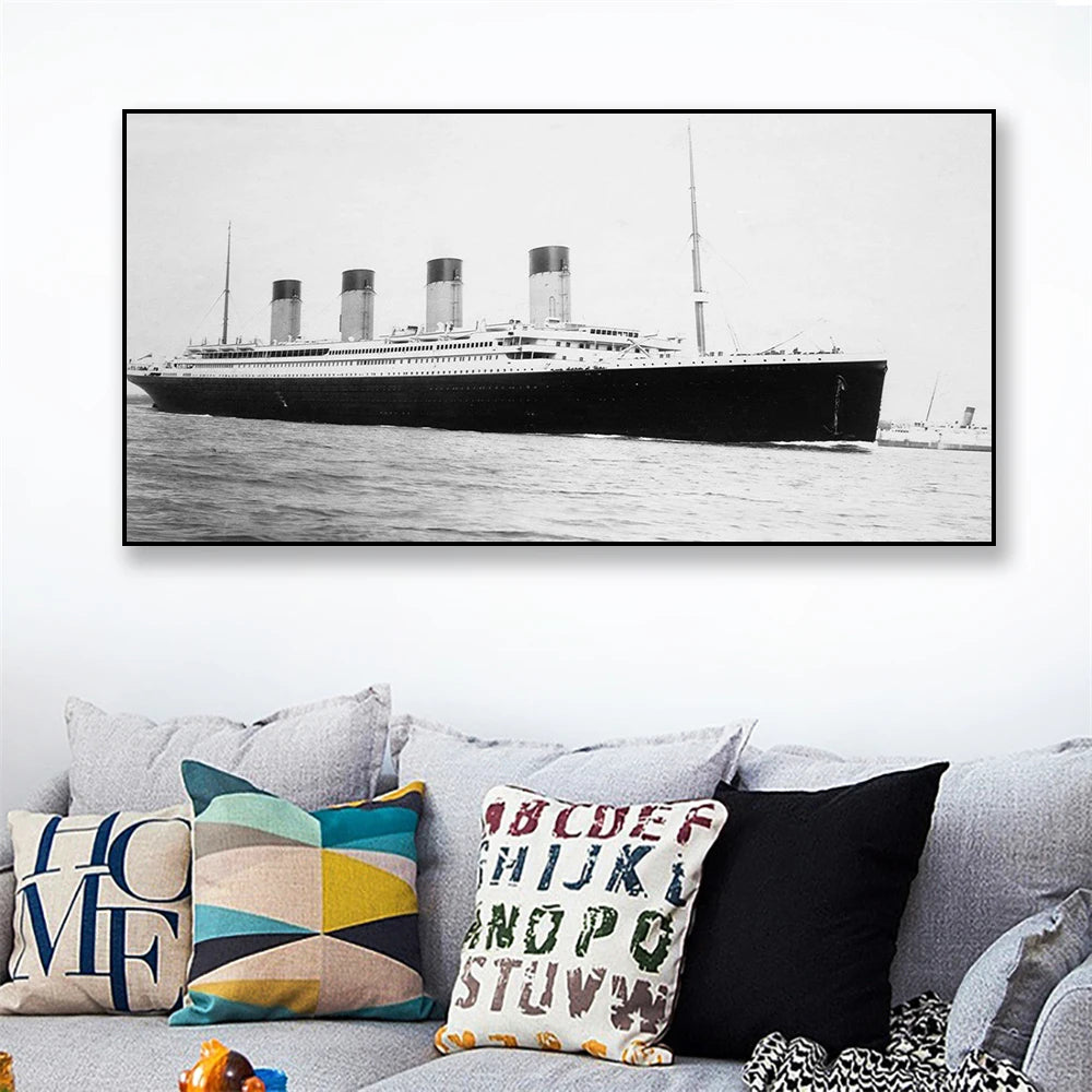 Black White Titanic Poster Wall Art Fine Art Canvas Prints Vintage Classic Pictures For Living Room Dining Home Office Decor