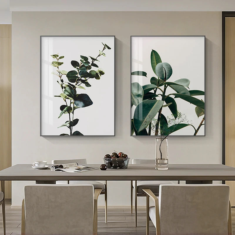 Minimalist Green Leaves Tropical Plants Wall Art Fine Art Canvas Prints Modern Botanical Pictures For Living Room Dining Room Home Office Decor