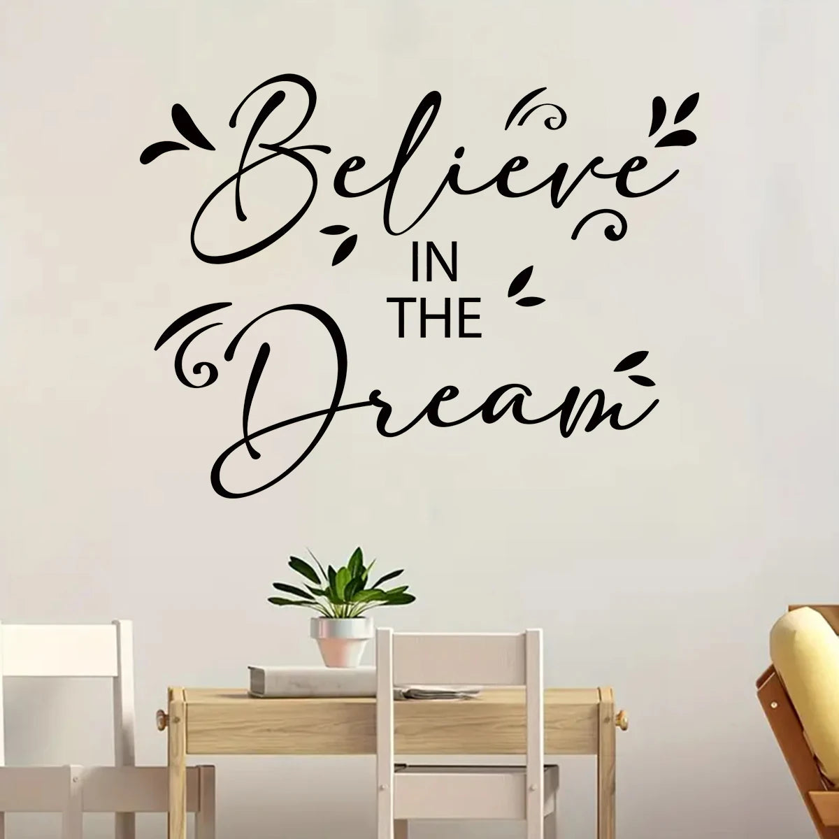 Believe Quotation Inspirational Quote Wall Sticker Removable Peel and Stick Wall Decal For Living Room Bedroom Creative DIY Home Art Decor