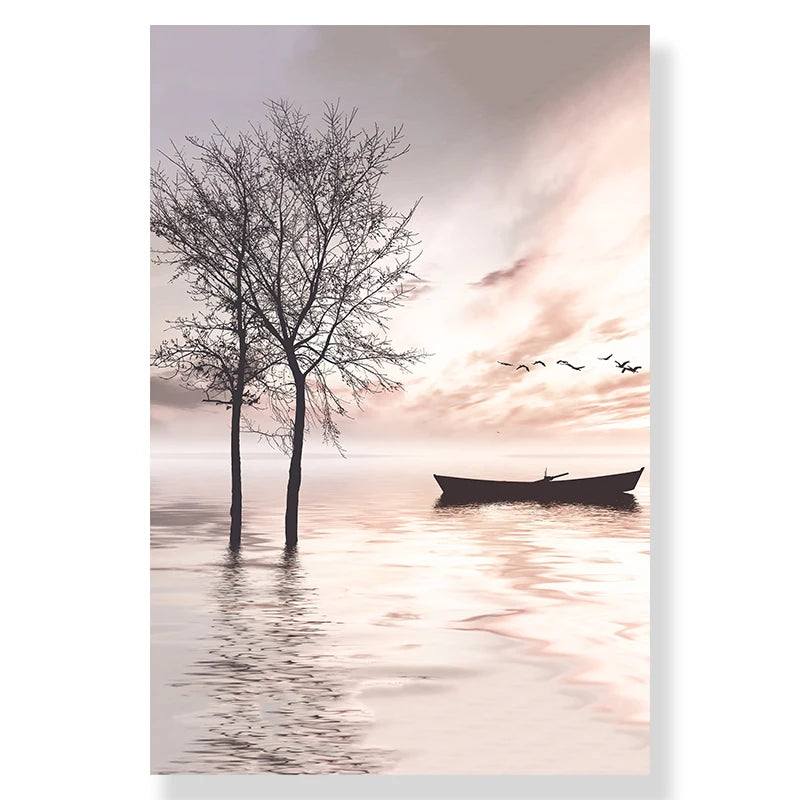 Tranquil Sea Sunset Landscape Wall Art Fine Art Canvas Prints Gallery Wall Art Lake Pier Pictures Of Calm For Living Room Inspirational Home Decor 2025