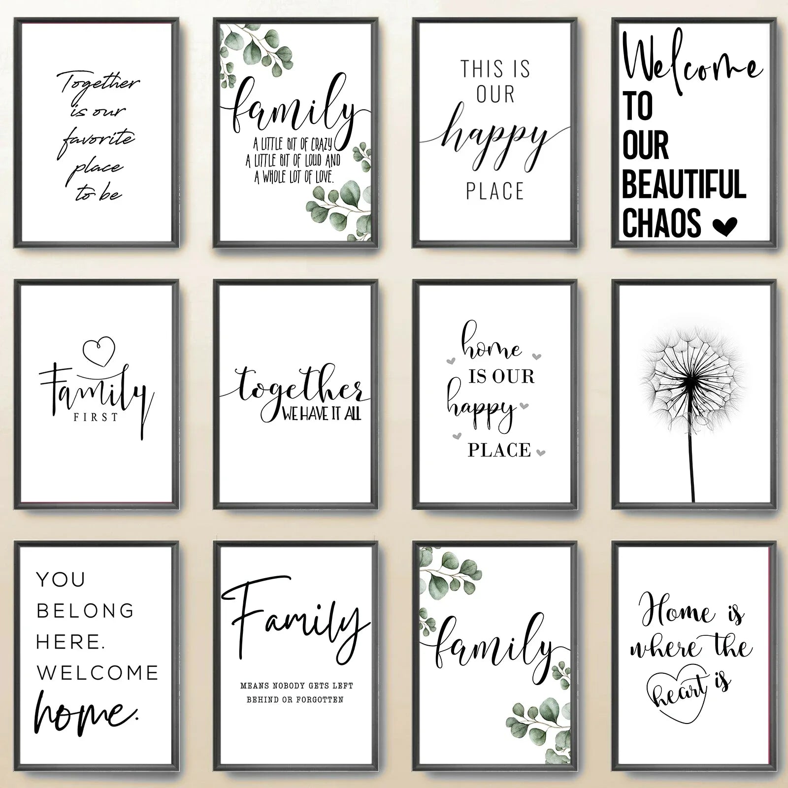 Home &amp; Family Quotes Posters Typographic Wall Art Fine Art Canvas Prints Inspirational Pictures For Kitchen Dining Room Living Room Wall Decor