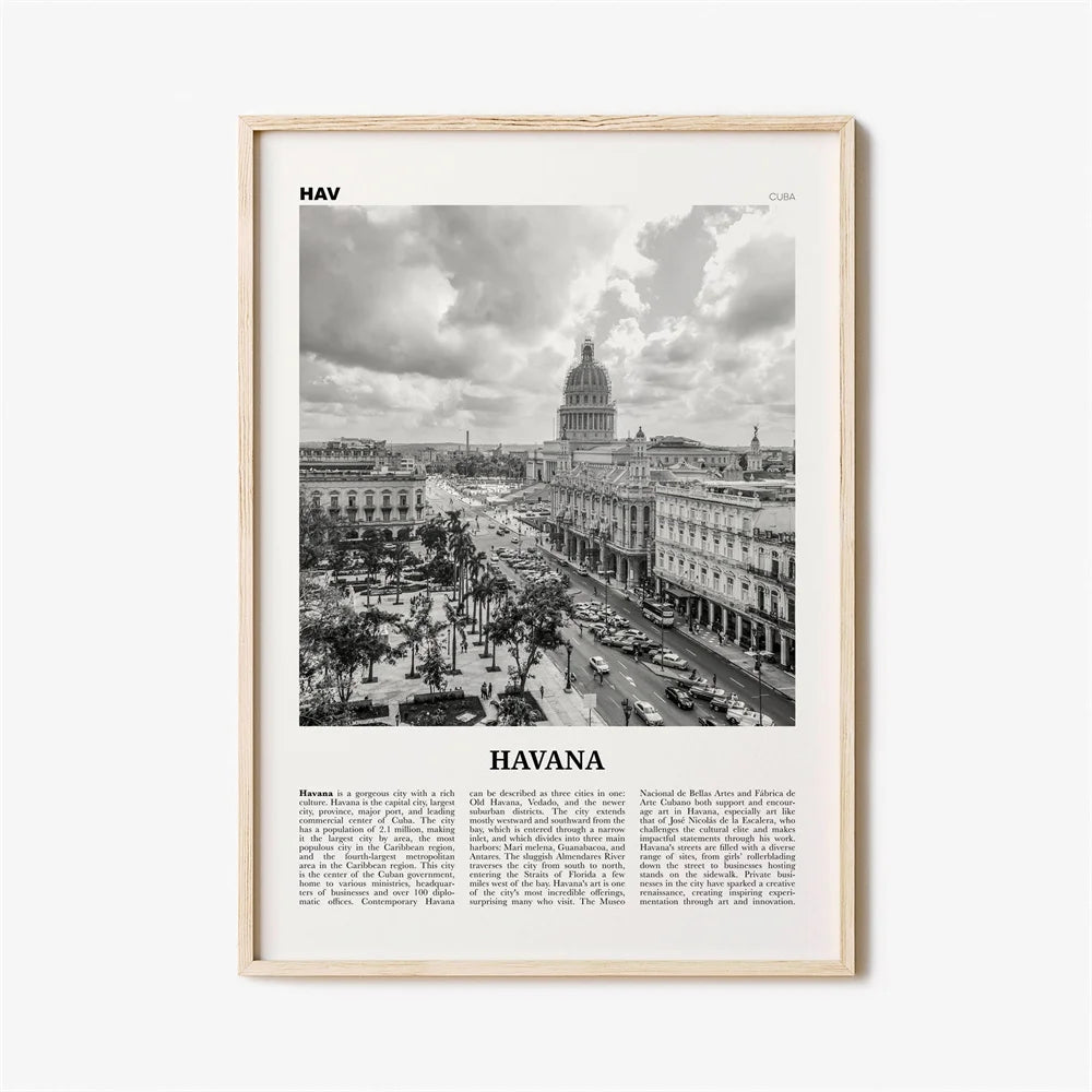 Cuba Havana Black & White Travel Poster Wall Art Fine Art Canvas Prints Pictures For Living Room Dining Room