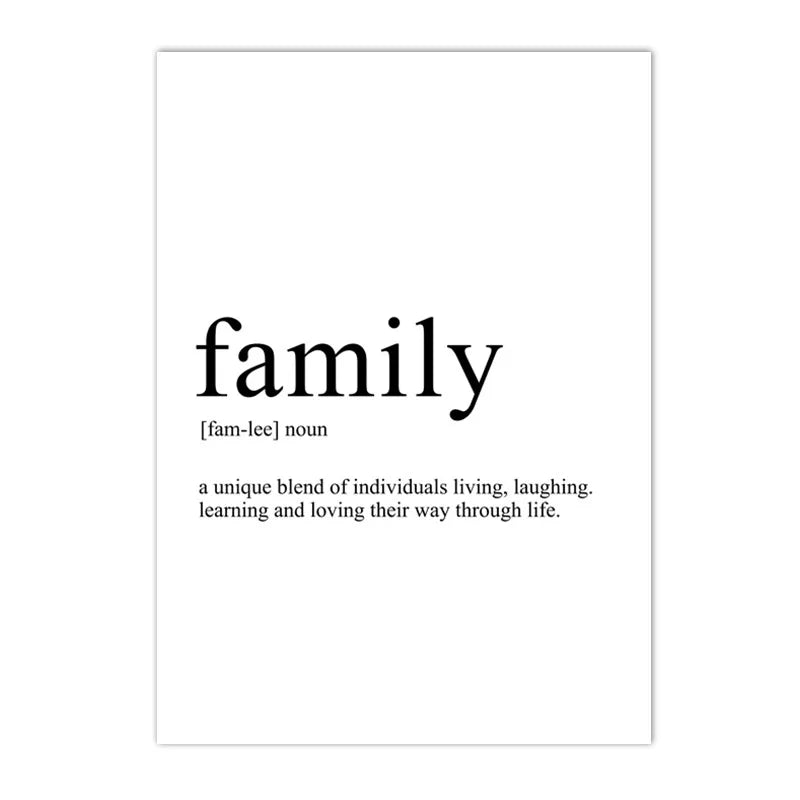 Inspirational Home & Family Definition Quotes Posters Typographic Wall Art Fine Art Canvas Prints Pictures For Kitchen Dining Room Living Room Wall Decor